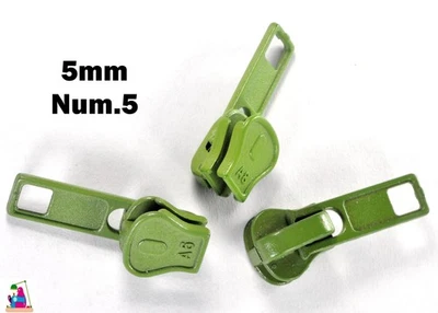 3 St Zipper Schieber Reparatur Reißverschluss 5mm grün Ersatz Zipper Umtauschen - Bild 1 von 3