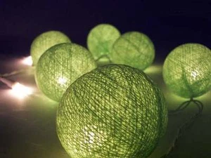 20 Green Cotton Ball Fairy Lights Wedding Table Runner Party Event Battery power - Picture 1 of 4