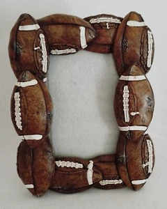 Ceramic Football Picture Frame 4x6 Textured 3D Football Clear Glass 8" Tall - Picture 1 of 6