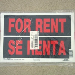 K542D (6) Hillman "FOR RENT", "SE RENTA" Plastic Window Sign 12"x8" New 841966 - Picture 1 of 2