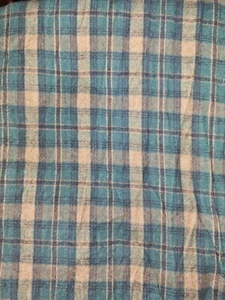 Vintage Green & Tan Gingham Cotton Quilt Fabric - Picture 1 of 2