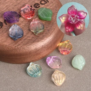 10pcs 15x12mm Floral Petal Shape Lampwork Glass Loose Top Drilled Pendants Beads - Picture 1 of 17