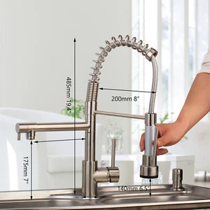 Modern Pull Out & Swivel Kitchen Spray Basin Sink Faucet Mixer Tap Chrome Finish - Picture 1 of 6