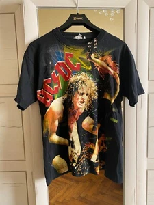 T-shirt AC/DC vintage anni 90 stampa all over rara taglia M - Foto 1 di 11
