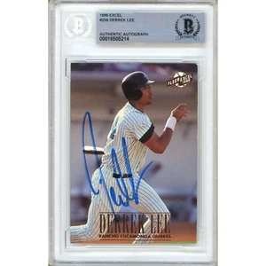 Derrek Lee Auto 1996 Fleer Excel #238 RC SD Padres Signed Card Beckett BAS Slab - Picture 1 of 5
