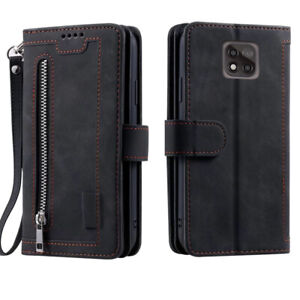 For Moto G Power (2021) Wallet Case,Leather Zipper Magnetic Flip Card Case