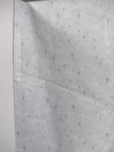 Snowflakes CHRISTMAS Fabric Silver Glitter on White Cotton Traditions 31"X44"W - Picture 1 of 6
