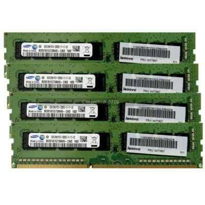 DDR3 Ram 32GB 4x8GB PC3-12800E 1600MHz ECC Unbuffered UDIMM 1.5V for Workstation - Image 1 of 4