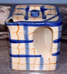 Vintage Plaid Cube Square Ceramic Teapot Made in Japan - Picture 1 of 8