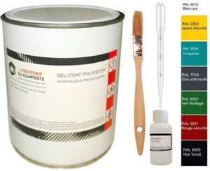 Gel Coat polyester iso. Marine, 1kg + catalyseur + pipette + pinceau. - Afbeelding 1 van 51