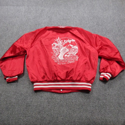 COACH Giacca nylon vintage uomo XL rosso allenatori snap basso pesca striper grafica bomber anni 70