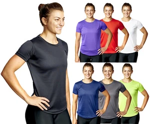 Athletic Sportswear Ladies T-Shirts Sports Gym Running Tops Fitness Yoga Shirts - Picture 1 of 24