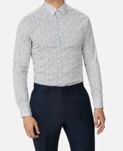 Ted Baker London - Tailored Skinny Fit Cream Leaf Print Shirt 16.5, TB051K - Picture 1 of 8