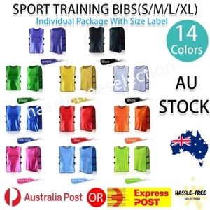 Sports Training Bibs Soccer Football Rugby Vests Basketball Cricket Netball Mesh - Picture 1 of 29