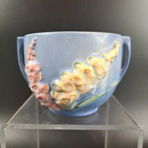 Maceta de colección pequeña Roseville Pottery Foxglove Bowl azul 659-3 cerámica artística - Imagen 1 de 9