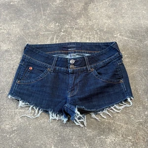 Vintage Y2K Low Rise Cut Off Denim Jean Shorts Size 26 Blue Micro Hudson 2" USA - Picture 1 of 9