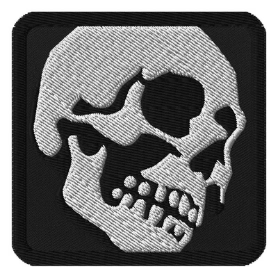 Skull Embroidered Patch Iron On Sew On Horror Aesthetic Applique Jacket Badge - Image 1 of 4