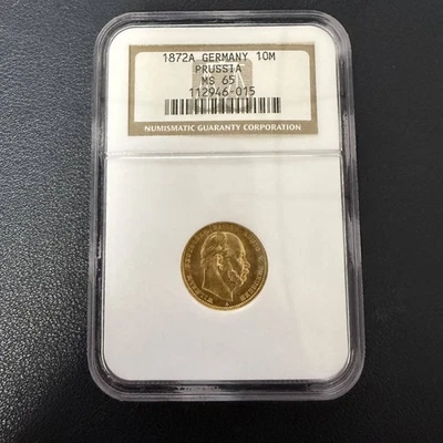 1872A Alemania Oro 10 MARCAS NGC MS-65: PRUSIA Foto 1 de 2