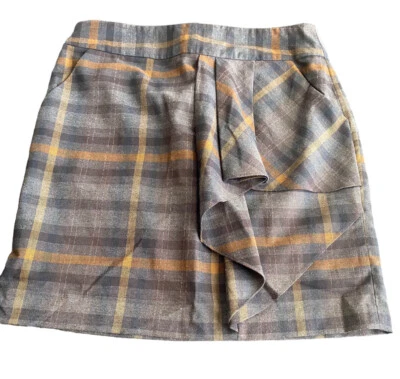 Michael Kors Skirt Women Sz8 Brown Plaid With Pleat Detail - Image 1 of 4
