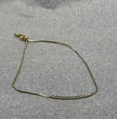 Pulseira deslizante ajustável corrente caixa tom prata strass sem marca curador - Imagem 1 de 4