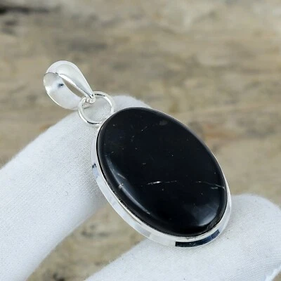 Nero Ossidiana Gemma Ciondolo 925 Argento Sterling Per Anniversario Regali - Immagine 1 di 4
