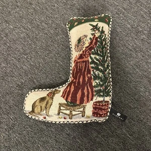 Newport Vintage Tapiz Estilo Navidad Medias Almohada Campanas Niña Perro - Imagen 1 de 3