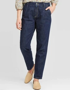 Pantalones de mezclilla cónicos de hilo universal para mujer, azul mezclilla, de altura alta (talla 6/28) con - Imagen 1 de 5