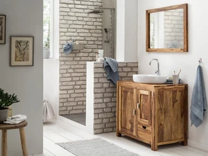 Badset Waschtisch mit Spiegel Lagos klein Holz Palisander massiv Badmöbel - Bild 1 von 9