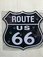 US Route 66~Black with Bullet Holes distressed Look ~~11" Metal shield/sign ~~ 