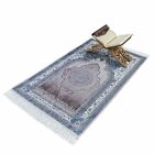 Tapis de prière islamique bleu azra - coton doux Musallah Sejadah tapis Janamaz LUX