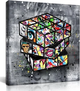 Banksy Canvas Wall-Art for Bedroom - Street Graffiti Wall Art Abstract Painting - Picture 1 of 7