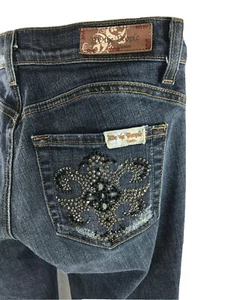 Bootcut Leg Jeans Low Rise Distressed Damen Gr. 27 von Free People Blue Jeans - Bild 1 von 7