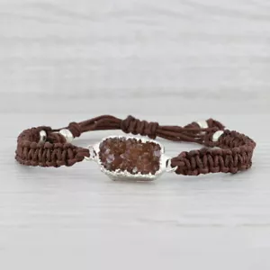 Neu Nina Wynn Brown Druzy Quarz Gewebt Kordel Armband Verstellbar 15.2-21.6cm - Bild 1 von 3