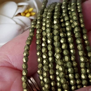Czech Fire Polished - Meadowlark Saturated Metallic 3mm Round 50 bead strand - Picture 1 of 6