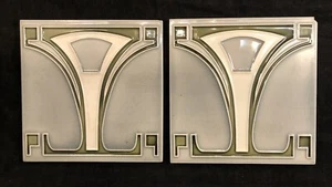 2 carreaux Art nouveau Boizenburg géométrique art nouveau des années 1920 gris vert et blanc - Photo 1/14