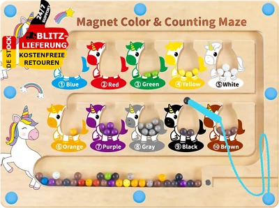 JKGIFTS Montessori Spielzeug Ab 2 Magnetspiel Labyrinth Geschenk Kinder Holzspielzeug