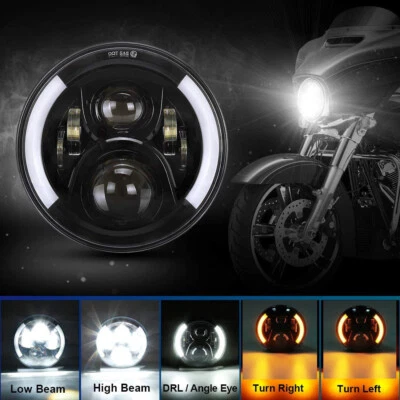 Farol de LED alto baixo para motocicleta Harley Sportster XL 883 1200 Softail EUA 7" - Imagem 1 de 4