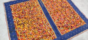 64" x 51" Vintage Rabari Mirror Embroidery Ethnic Tapestry Tribal Wall Hanging - Picture 1 of 6