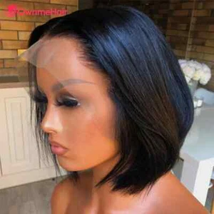 Pelucas cortas de cabello humano Bob cabello brasileño parte media encaje frontal peluca pre arrancada - Imagen 1 de 20