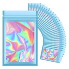 3X(100Pcs Resealable Holographic Bags, Smell Proof Mylar Pouch With Clear Window