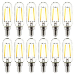 12PK T8 LED Tubular Light Bulb, Edison Style, E12, 2W (25W), 2700K, Clear Glass - Picture 1 of 1