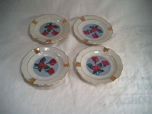 VINTAGE ROSE ASHTRAYS JAPAN - TOTAL OF 4 - 4 INCHES - Picture 1 of 3