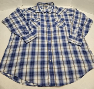 Camisa ELY Cattleman Azul Occidental Manga Larga Perla Broches de presión Hombre Alto 3XL 4XL - Imagen 1 de 13