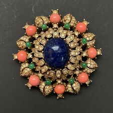Vintage Ciner Rhinestone Glass Gems Brooch Pin Signed Costume Jewelry