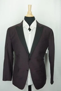 Eidos Merlot Red Black Grossgrain Wool Tuxedo Jacket Coat Sz 46R NEW W/O Tags - Picture 1 of 8