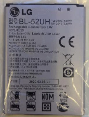 GENUINE LG BATTERY BL-52UH FOR OPTIMUS L70 D320 L70 DUAL D325 - Image 1 of 3