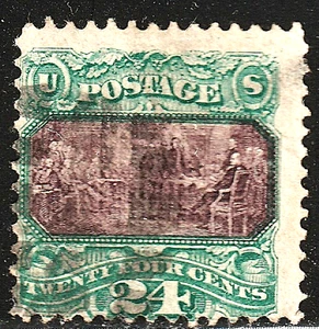 #120 US 24 CENT GREEN&VIOLET DECLARATION OF INDEPENDENCE-USED-N/G-FINE-VF - Bild 1 von 1