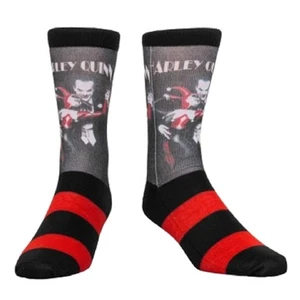 Harley Quinn Joker Men's Sublimated Crew Socks DC Comics 1 Pair Sock Size: 9 NWT - Picture 1 of 3