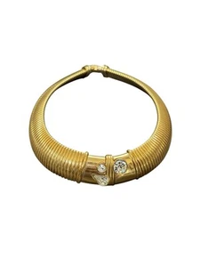 Vintage Givenchy Rhinestone Collar Necklace Signed Gold Tone Runway Designer - Picture 1 of 11