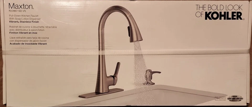 KOHLER Maxton Vibrant Stainless Single Handle Pull-down Kitchen Faucet New - Image 1 of 1